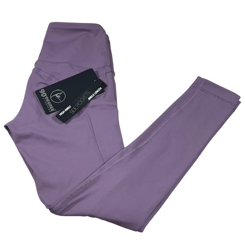 90 Degree by Reflex Modern Fit High Waist Leggings XS Ankle Side‎ Pockets Purple